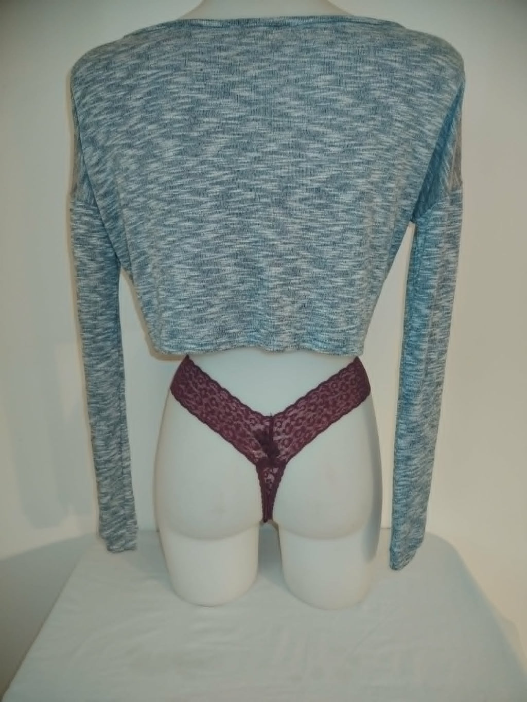 Crop Top Manches Longues Gris 38-40/M