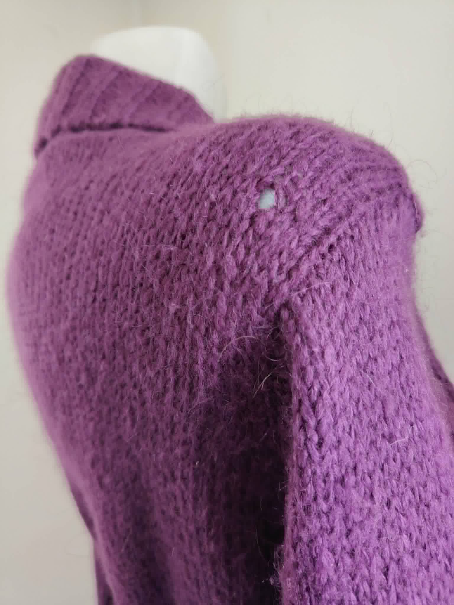 Gilet Long Violet Maille "Tissaia" 38-40/M