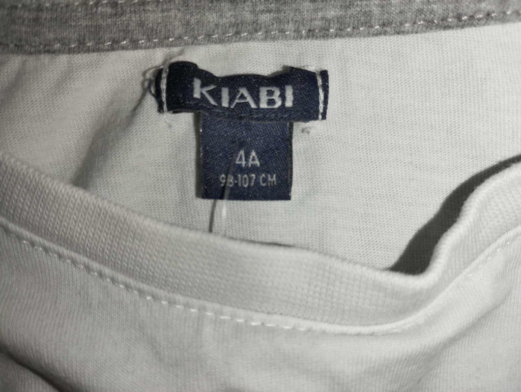 Tee-Shirt Blanc Manches Courtes "Kiabi" 4 Ans