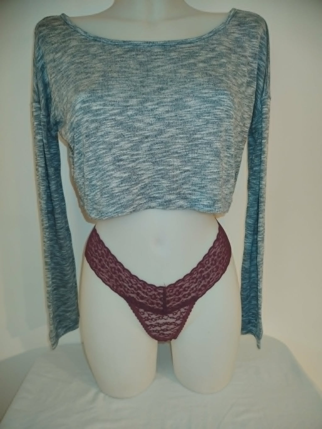 Crop Top Manches Longues Gris 38-40/M