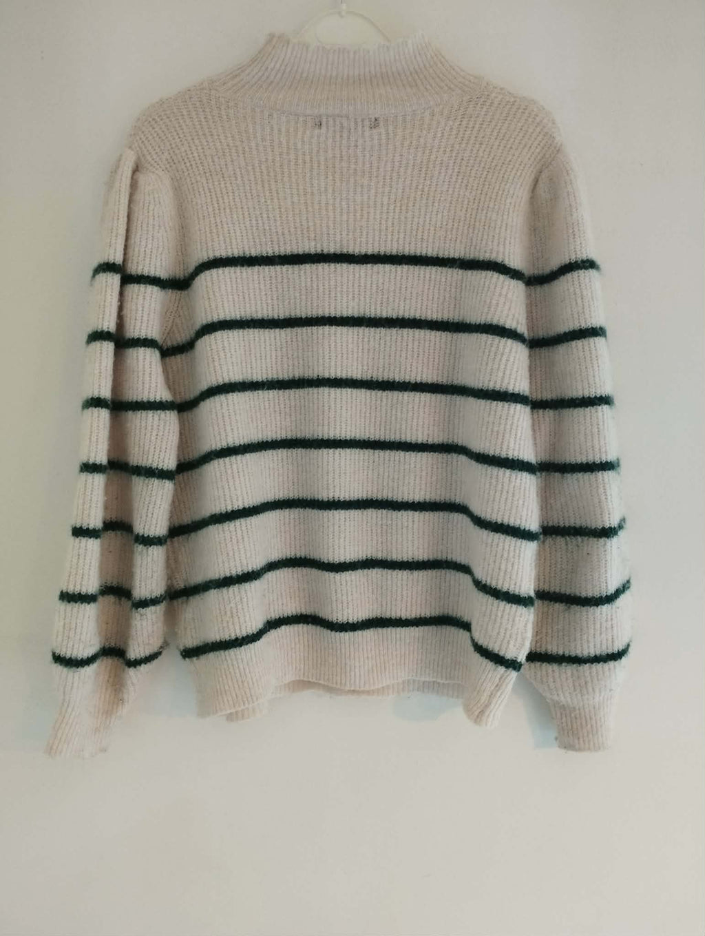 Pull Blanc Rayé Vert  "Graciela" Taille Unique