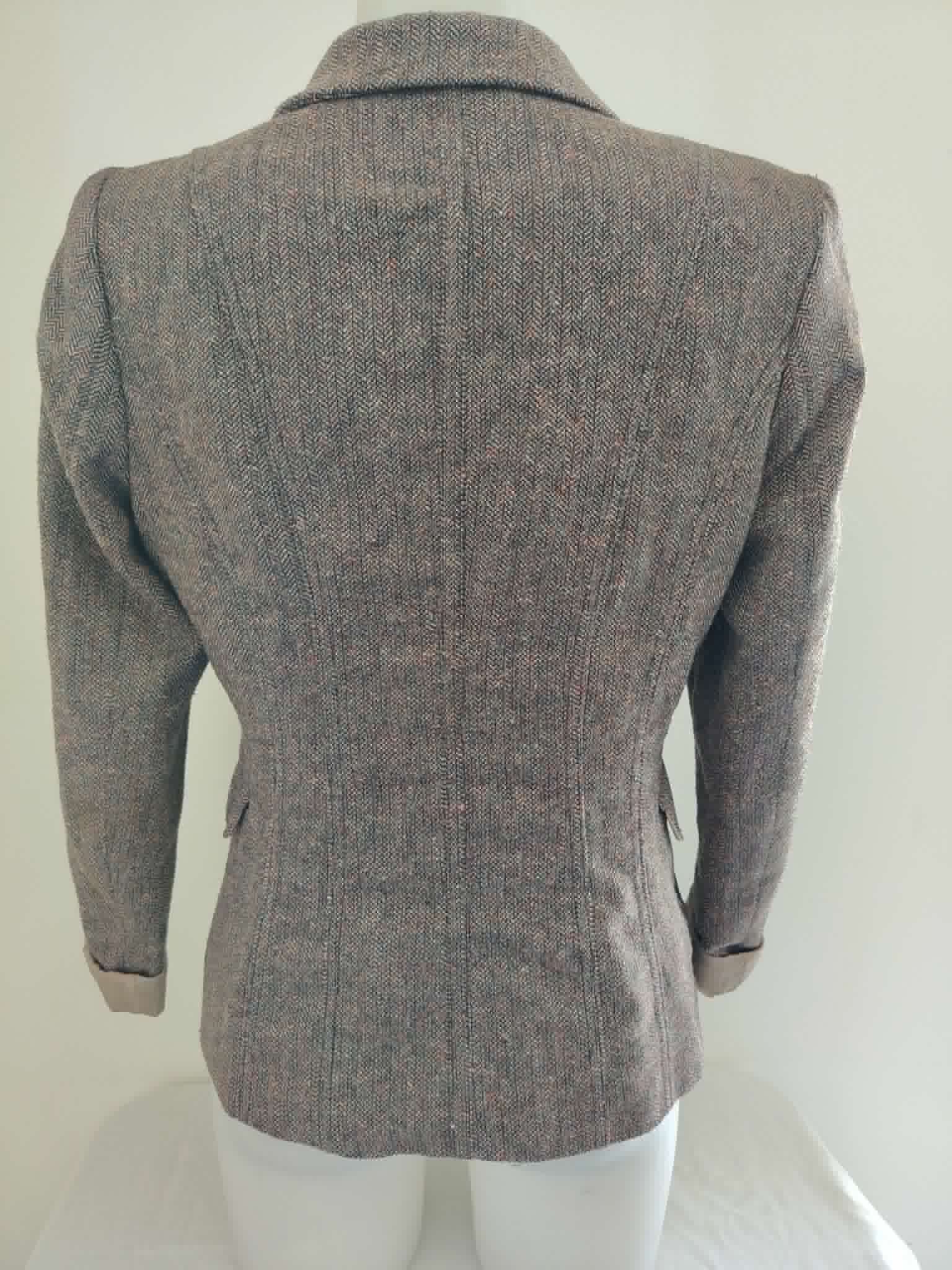 Veste Tailleur Tweed à Chevrons Marron "H&M" 40/M