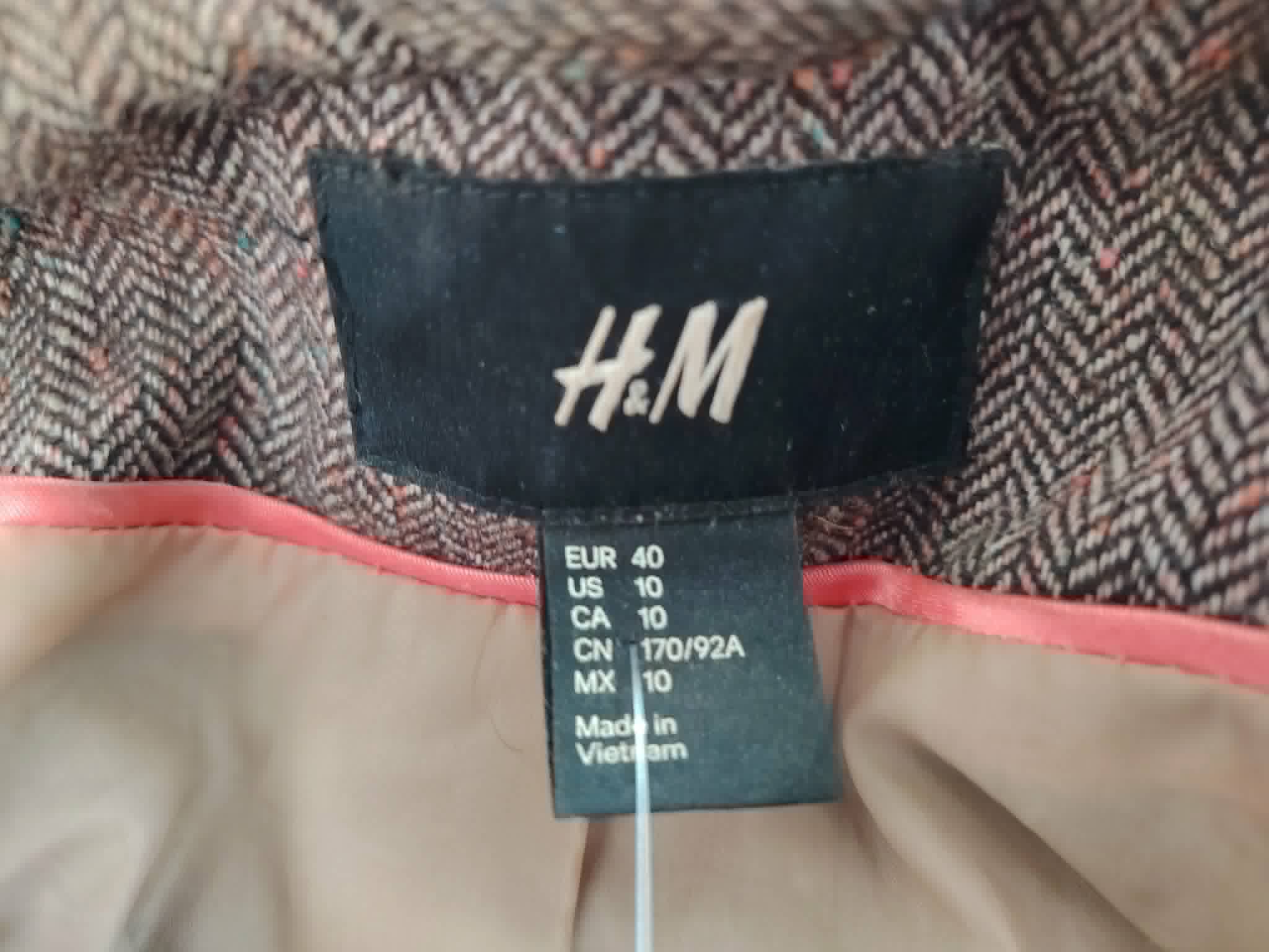 Veste Tailleur Tweed à Chevrons Marron "H&M" 40/M