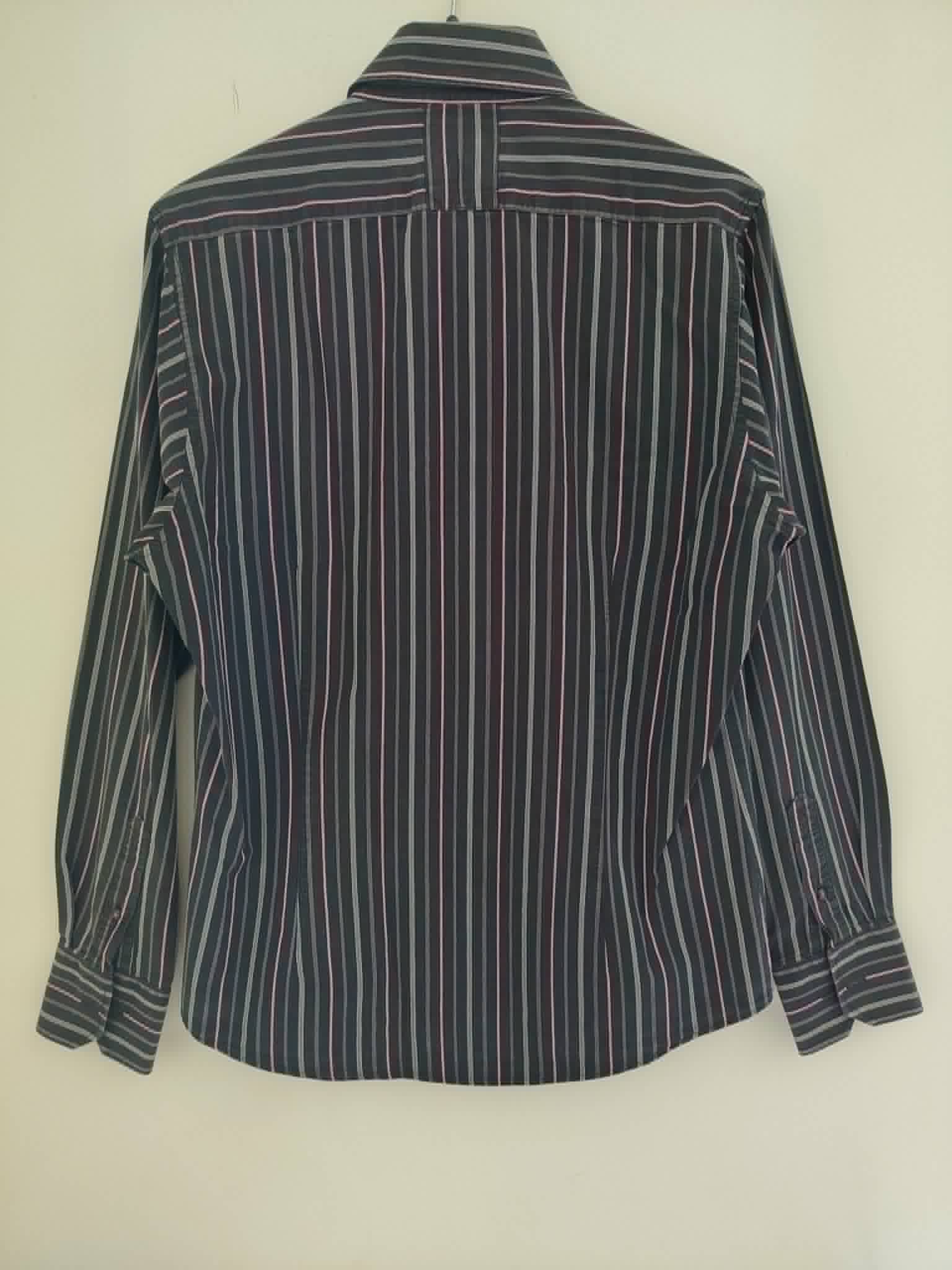 Chemise Noir Rayée Manches Longues "Olly Gan" Taille 3=38-40/M