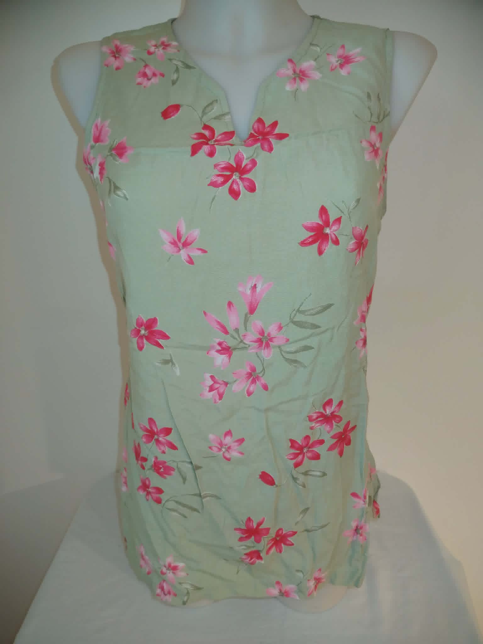 Haut Vert Fleuri Manches Courtes "Burton" 38/M