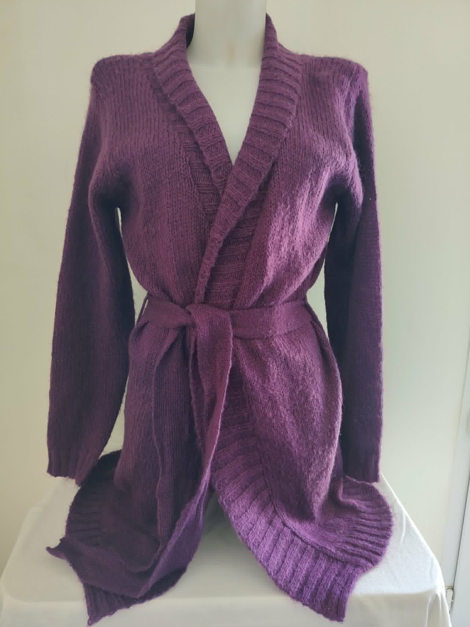 Gilet Long Violet Maille "Tissaia" 38-40/M
