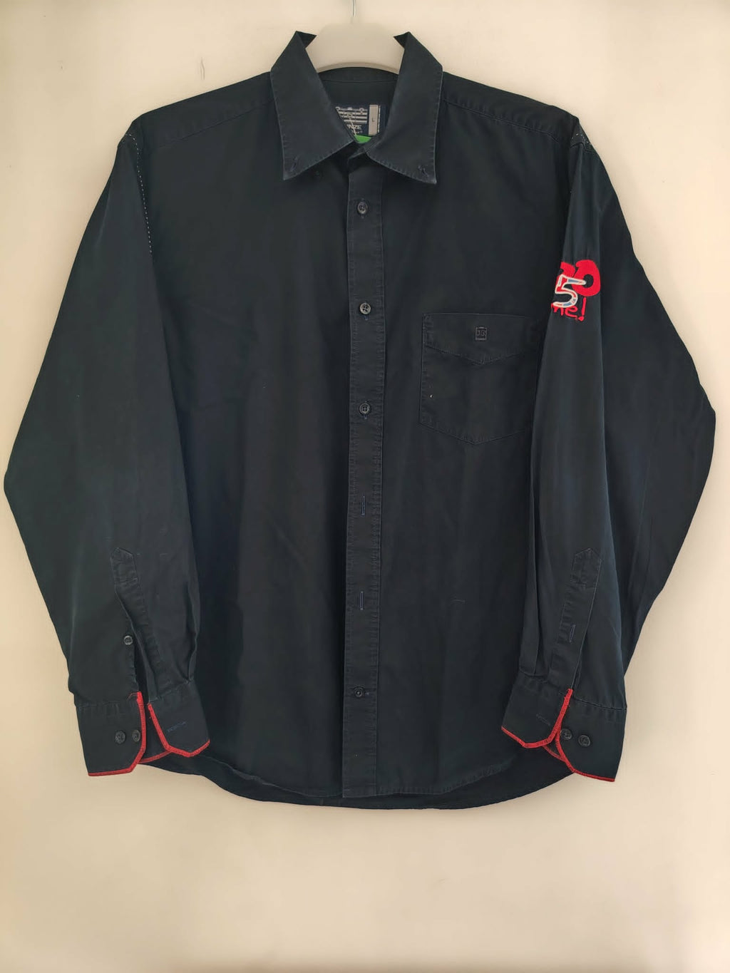 Chemise Noir Manches Longues "Quinze Serge Blanco" 40-42/L