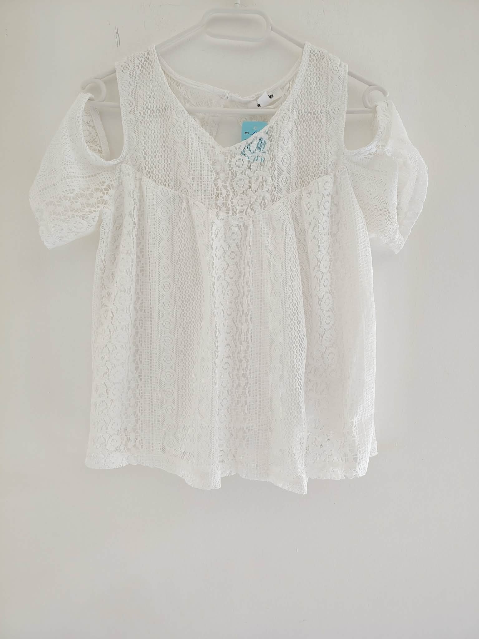 Tee-Shirt Dentelle Blanc Manches Courtes "Jennyfer" 38/M