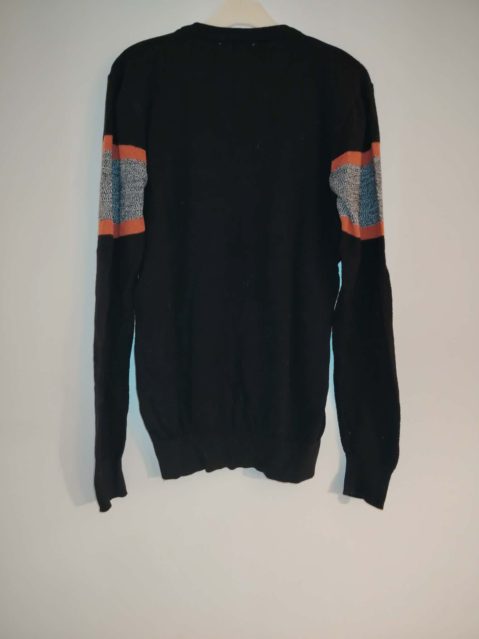 Pull Léger Noir Gris et Orange "U Collection" 36/S