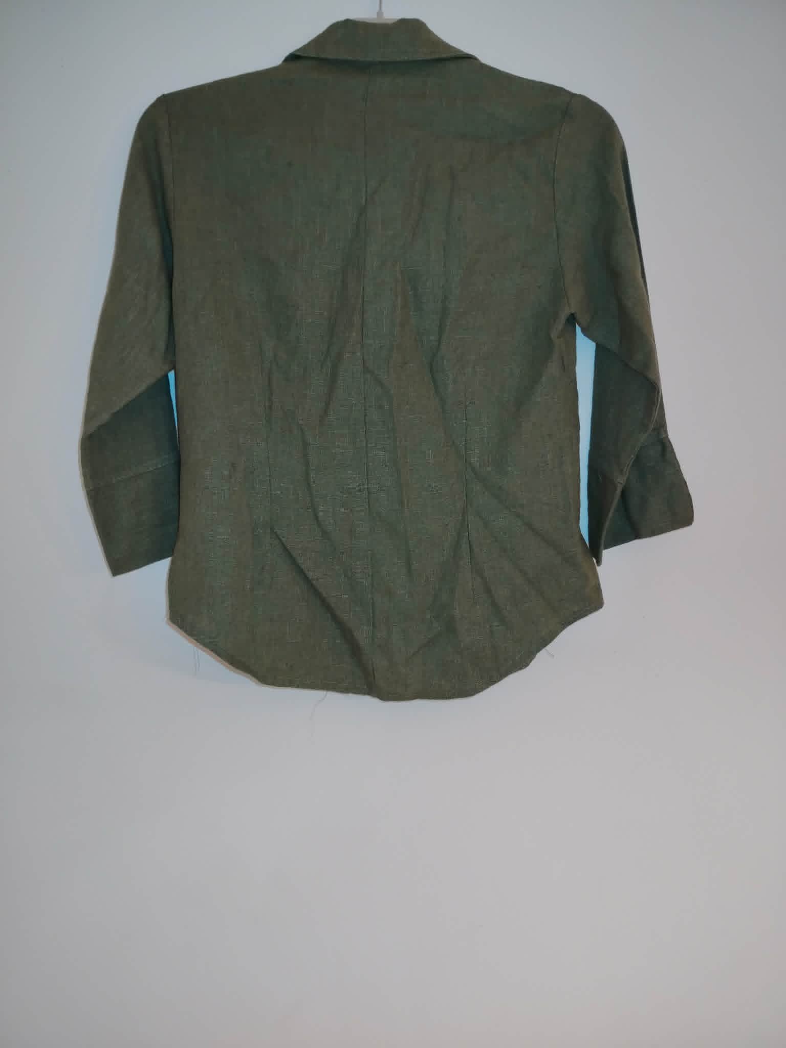 Chemise Style Lin Kaki Manches Mi-Longues 36/S