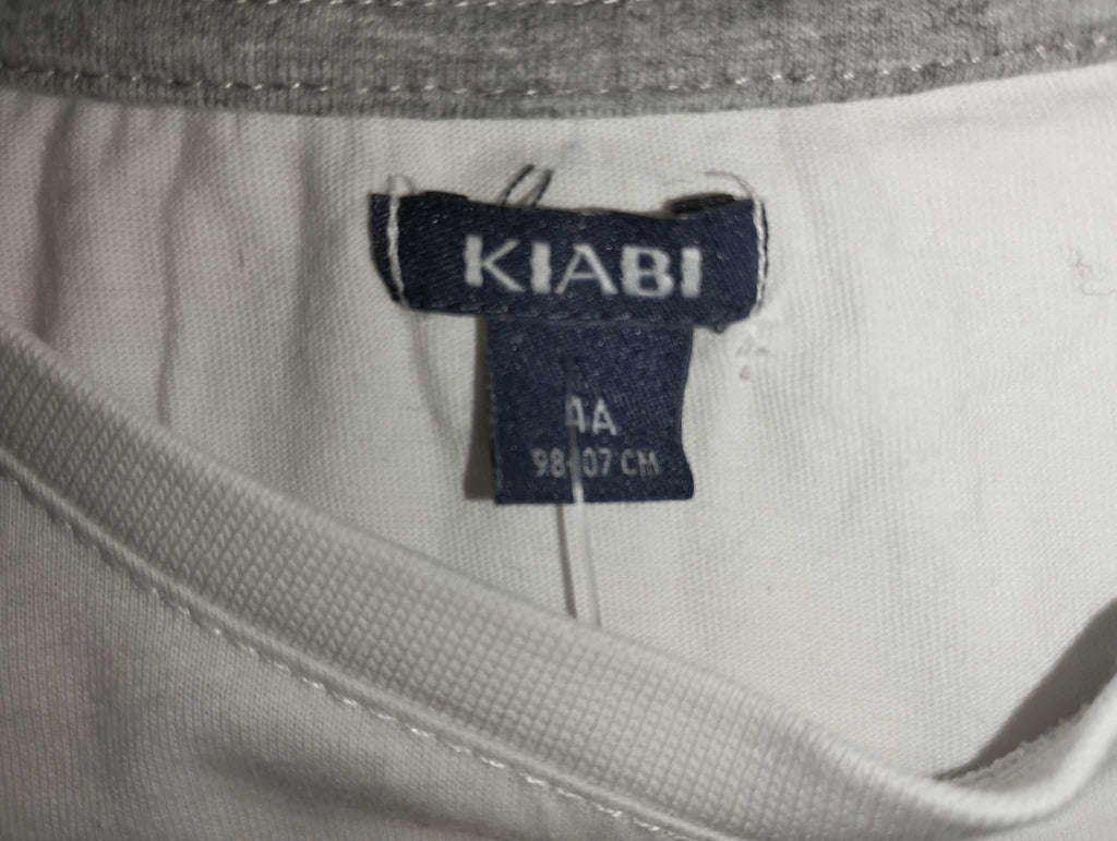 Tee-Shirt Blanc Manches Courtes "Kiabi" 4 Ans