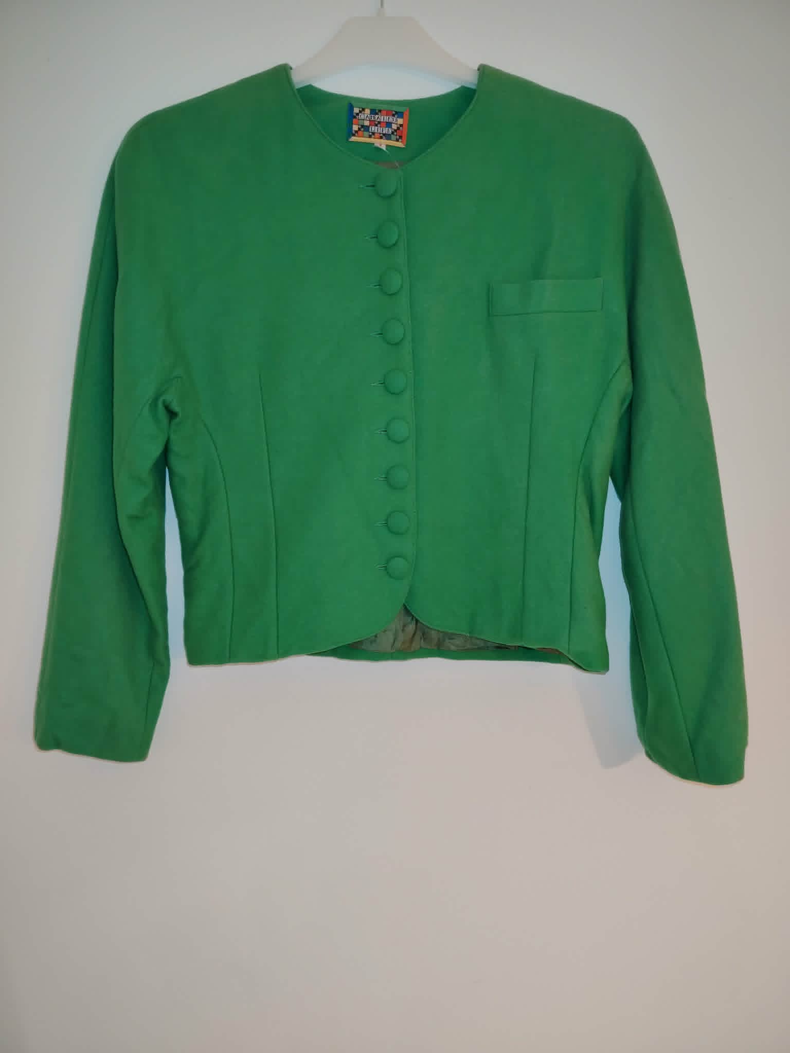 Ensemble Tailleur Vintage Veste/Jupe Vert "Camaïeu" XS/ Taille 1