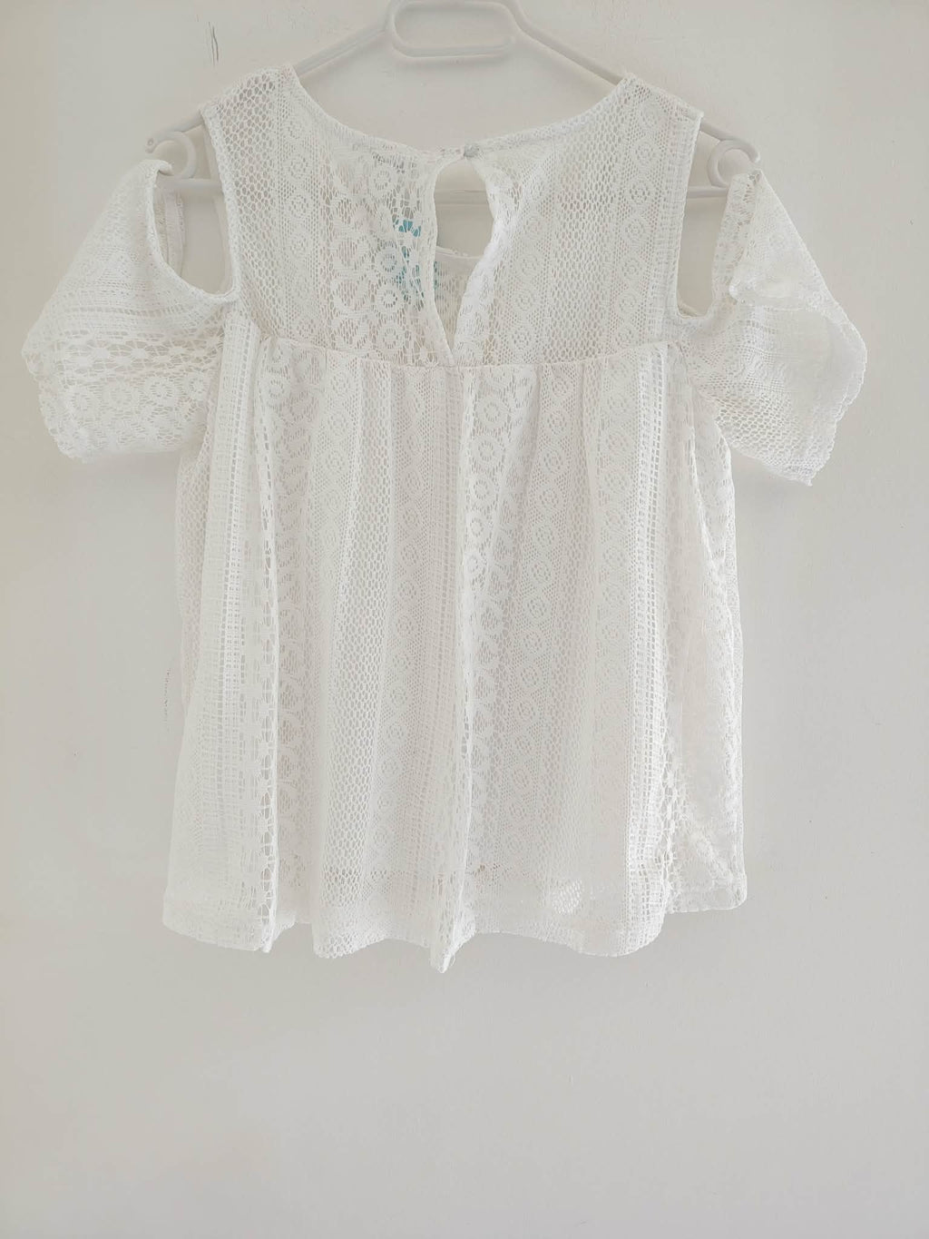 Tee-Shirt Dentelle Blanc Manches Courtes "Jennyfer" 38/M
