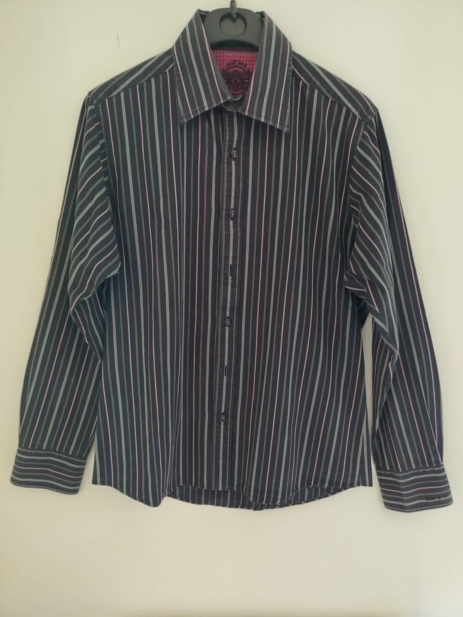 Chemise Noir Rayée Manches Longues "Olly Gan" Taille 3=38-40/M