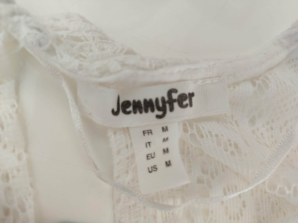 Tee-Shirt Dentelle Blanc Manches Courtes "Jennyfer" 38/M