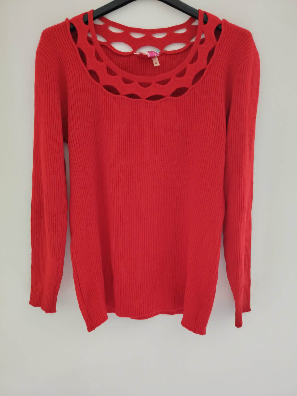 Tee-Shirt/ Pull Léger Manches Longues Rouge "Caroll" Taille 4 = 38-40/M