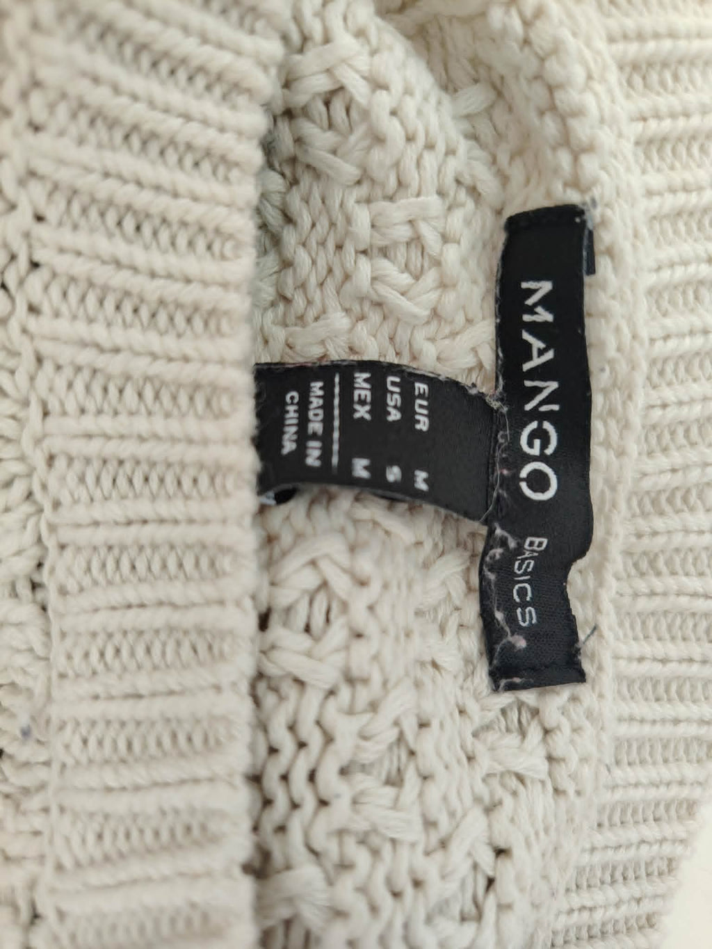 Pull Maille Bicolore Bleu Marine et Blanc "Mango" 38-40/M